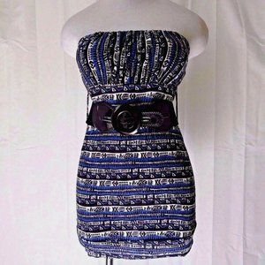 Yabes Womens Shirt Top M Sleeveless Padded Elastic Top Empire Waist Belt New